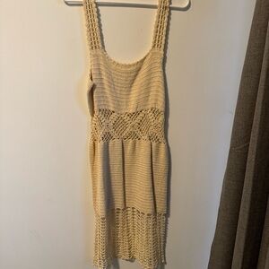 Beige Knit Sleeveless Dress